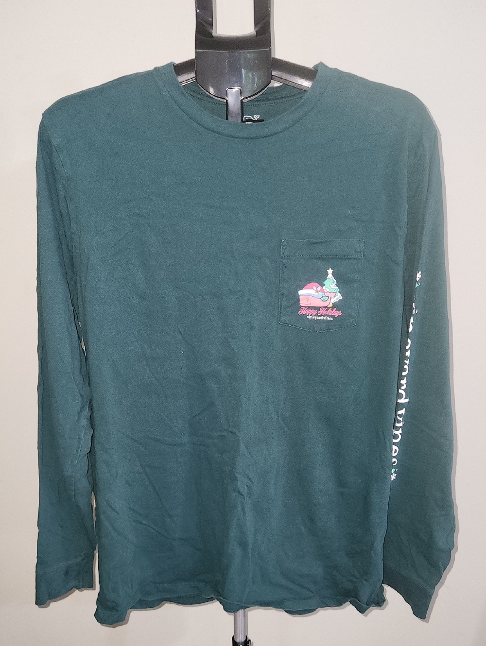 Vineyard Vines Mens Green Holiday Long Sleeve Tee. Size XL.